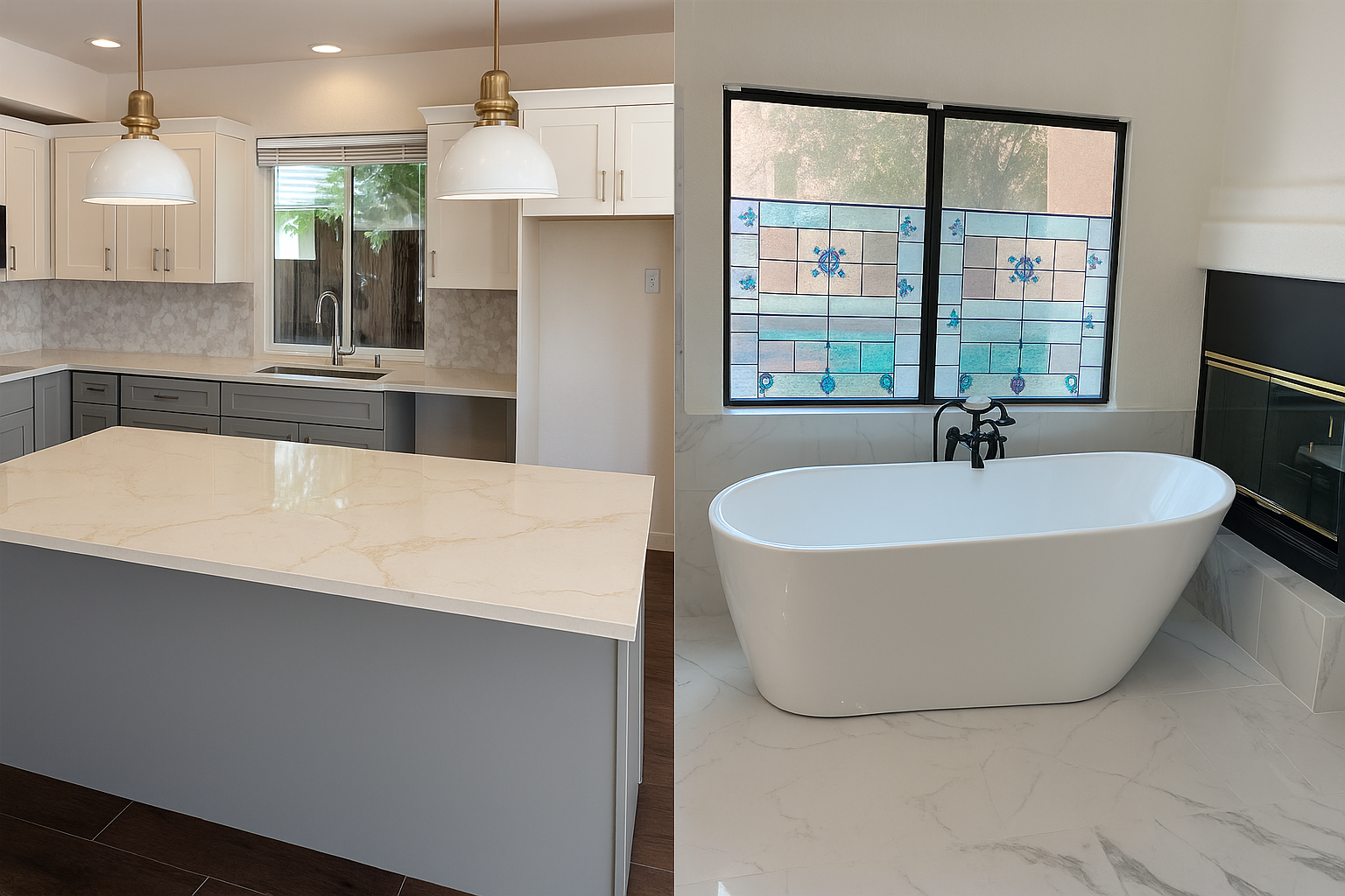 Modern remodeled Tucson kitchen and bathroom finishes